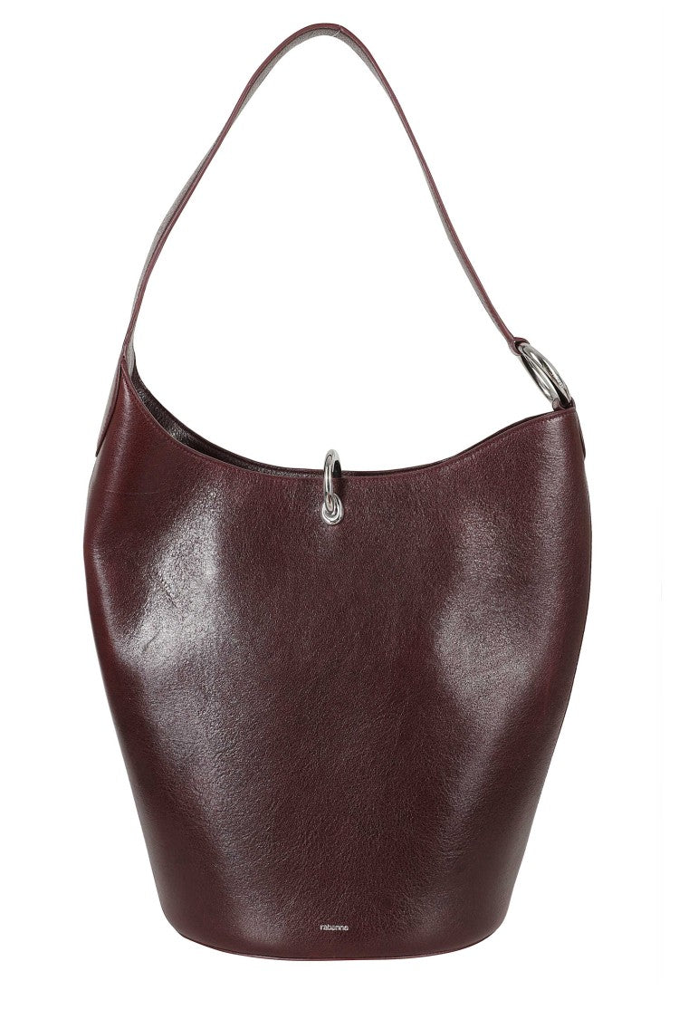Rabanne Bordeaux Metal Ring Buckle Leather Handbag