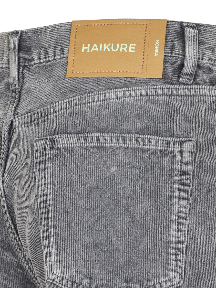 Haikure Washed Grey High-Waisted Flared Wide-Leg Jeans