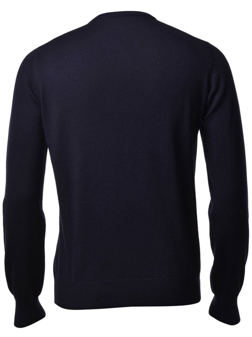 Gran Sasso Minimalistic Black Wool Crew Neck Sweater