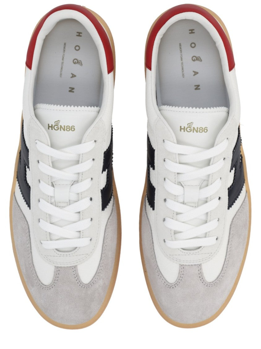 Hogan White Grey Suede Overlays Sneakers