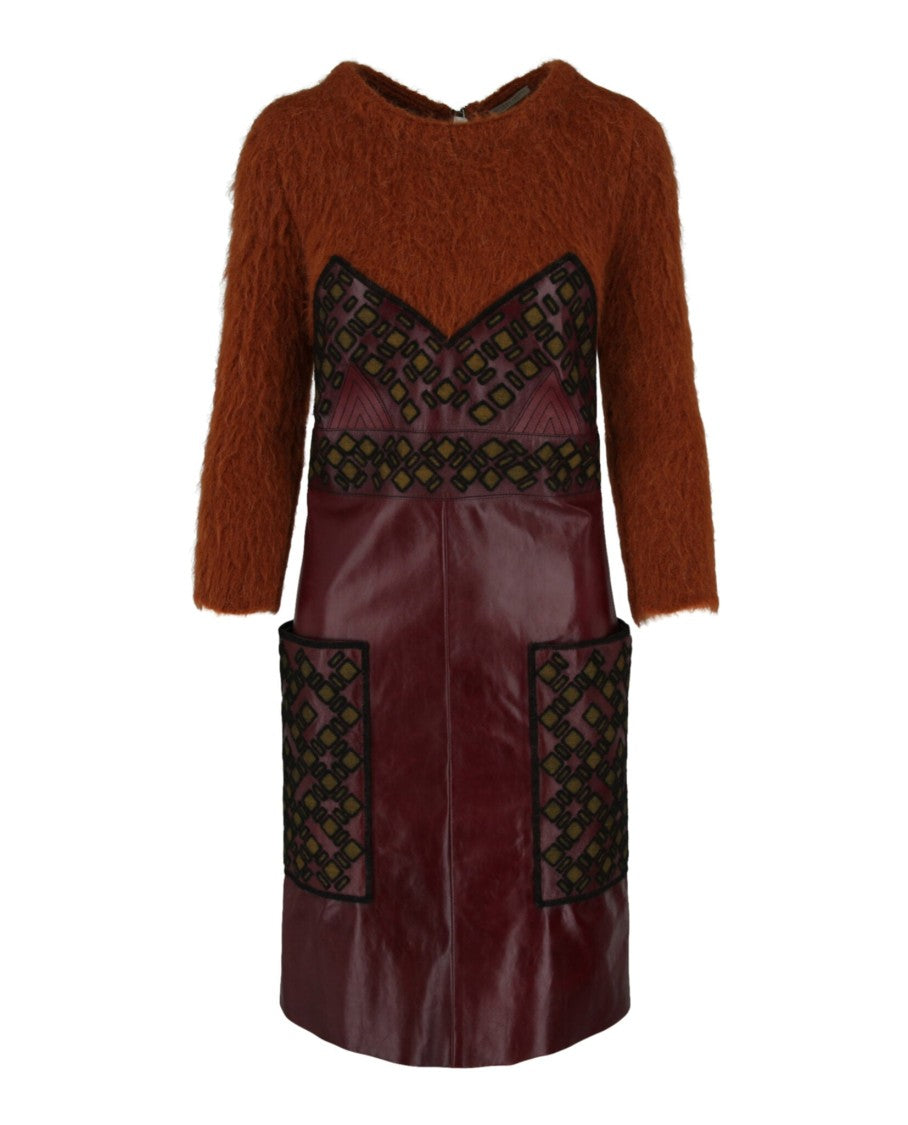 Bottega Veneta Embroidered Lambskin Leather Sweater Dress