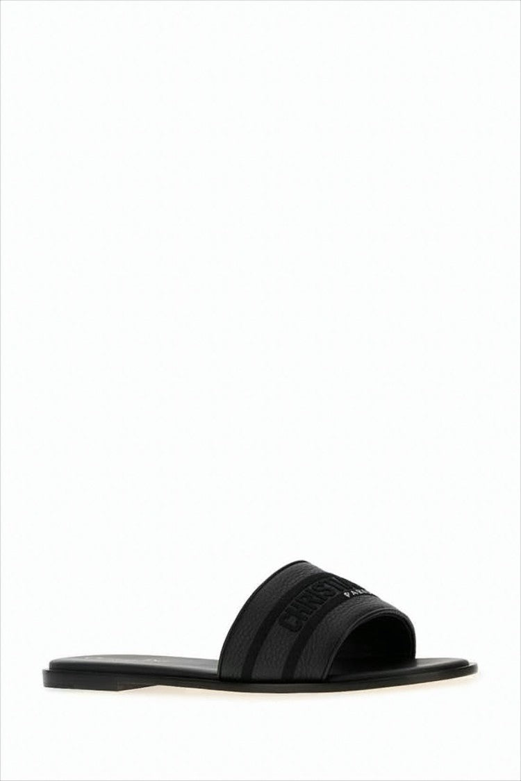 Dior Textured Calf Leather Slide Sandals