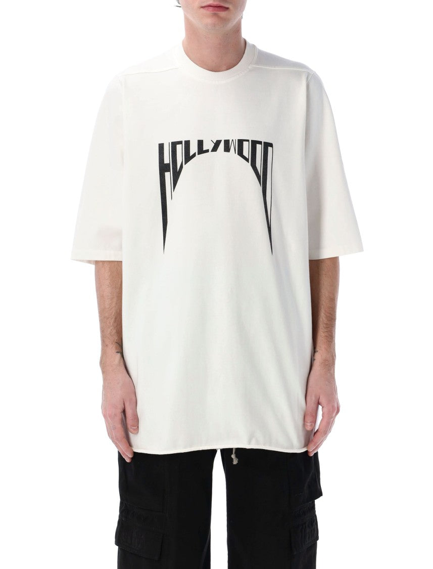 Drkshdw By Rick Owens Oversized Cotton T-Shirt With Hollywood Print