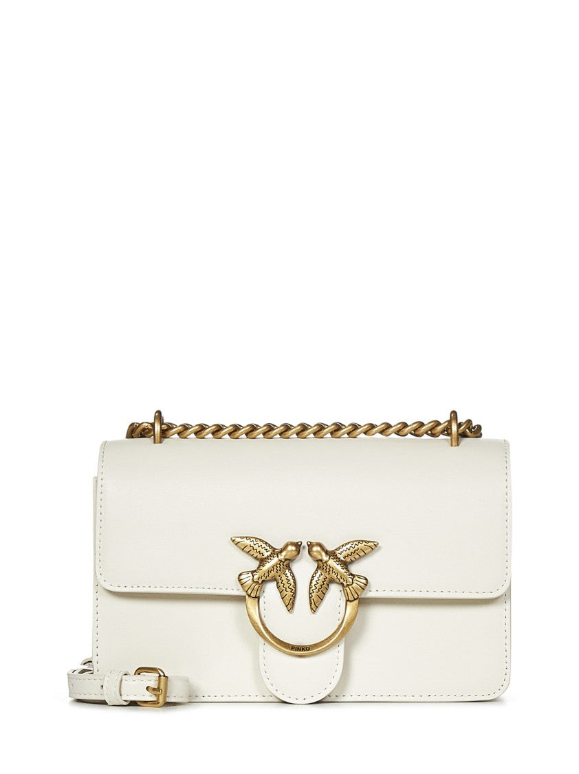 Pinko Mini Love Bag In Silky White Leather