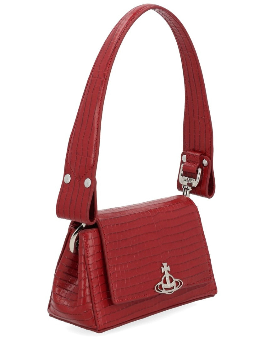 Vivienne Westwood Textured Red Calf Leather Shoulder Bag