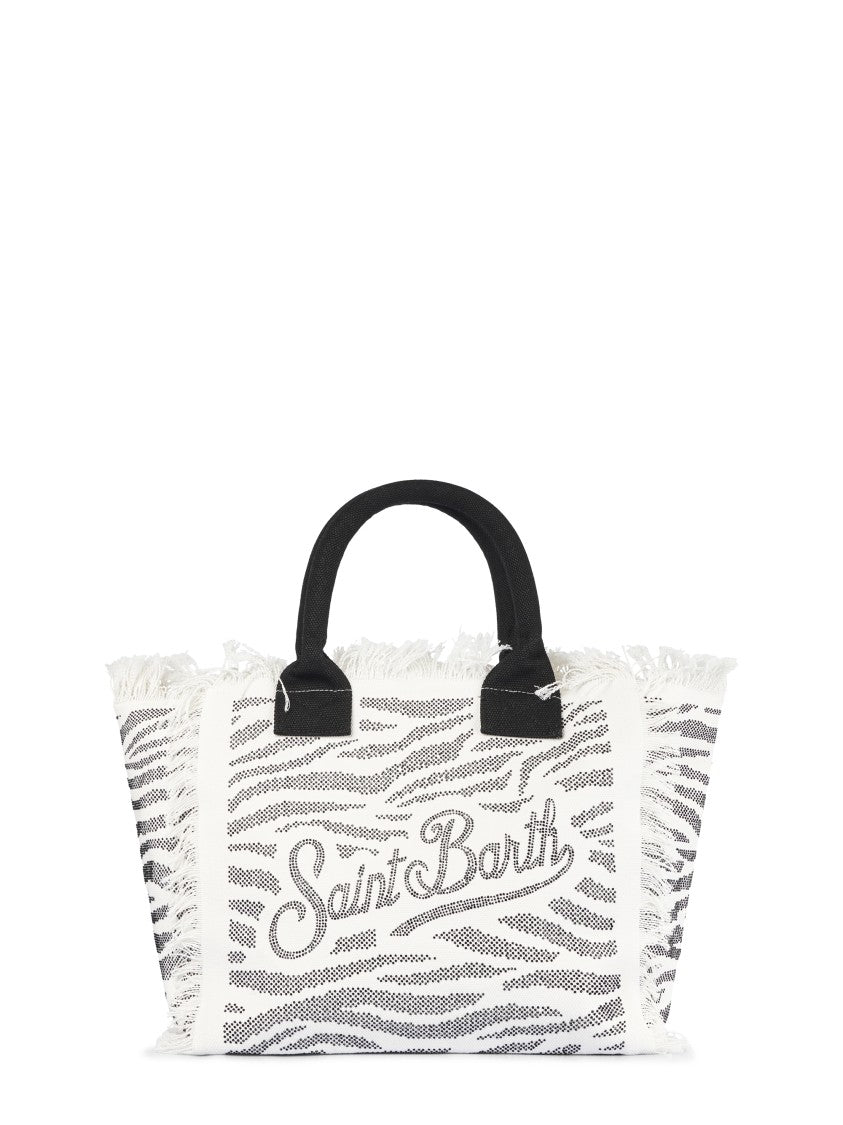 Mc2 Saint Barth Zebra Print Vanity Shoulder Bag With Fringed Edges