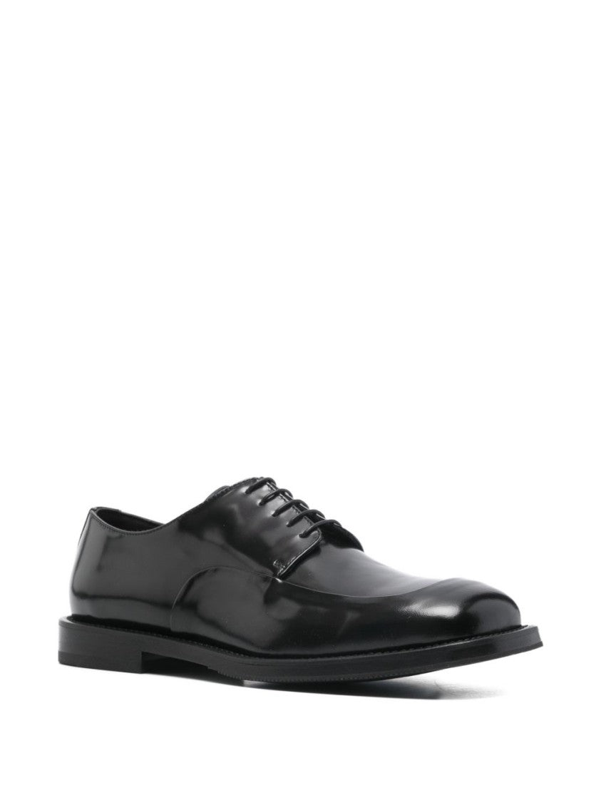 Moschino Black Silk And Nylon Almond Flats