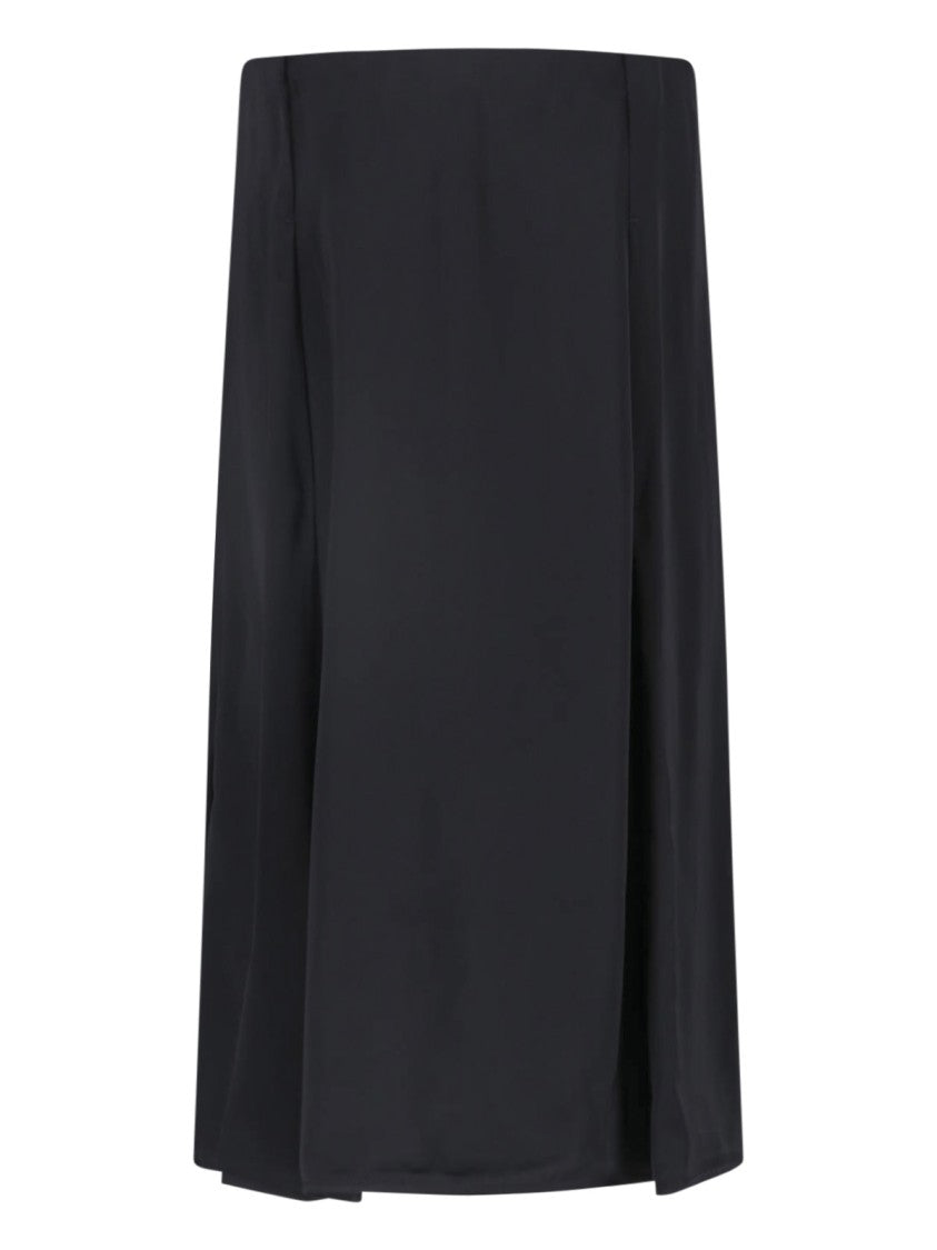 Jil Sander Midi Skirt In Smooth Black Viscose With Pleated Details