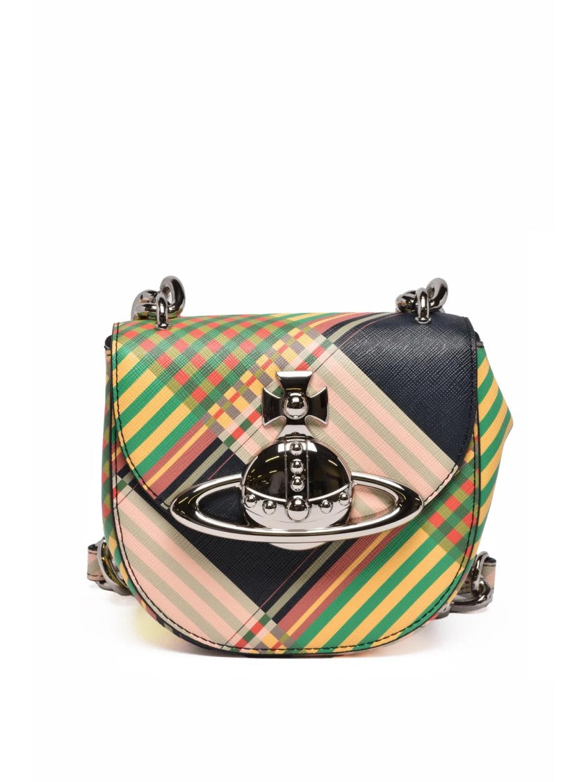 Vivienne Westwood Multicolor Feather Plaid Saddle Bag