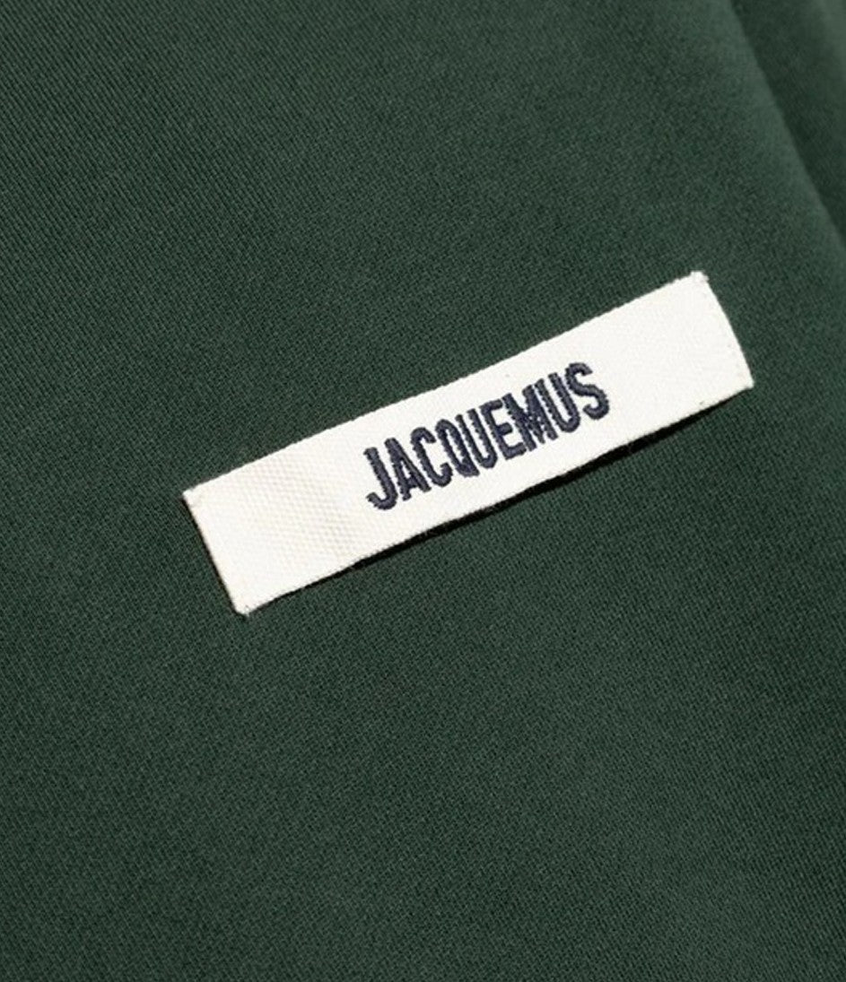 Jacquemus Deep Green Long-Sleeve Crewneck Shirt With Rectangular Logo Patch