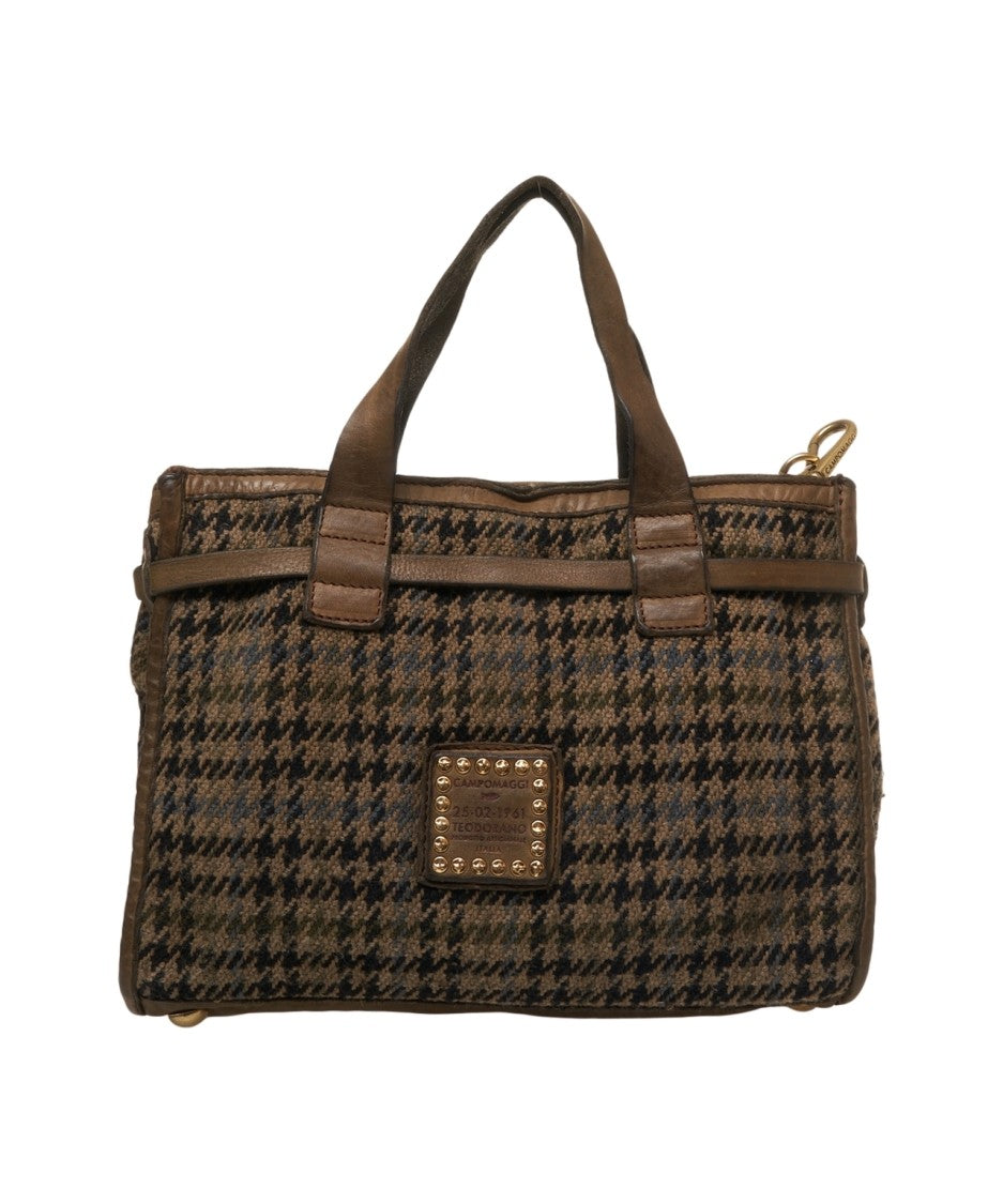 Campomaggi Structured Shopper With Timeless Houndstooth Pattern