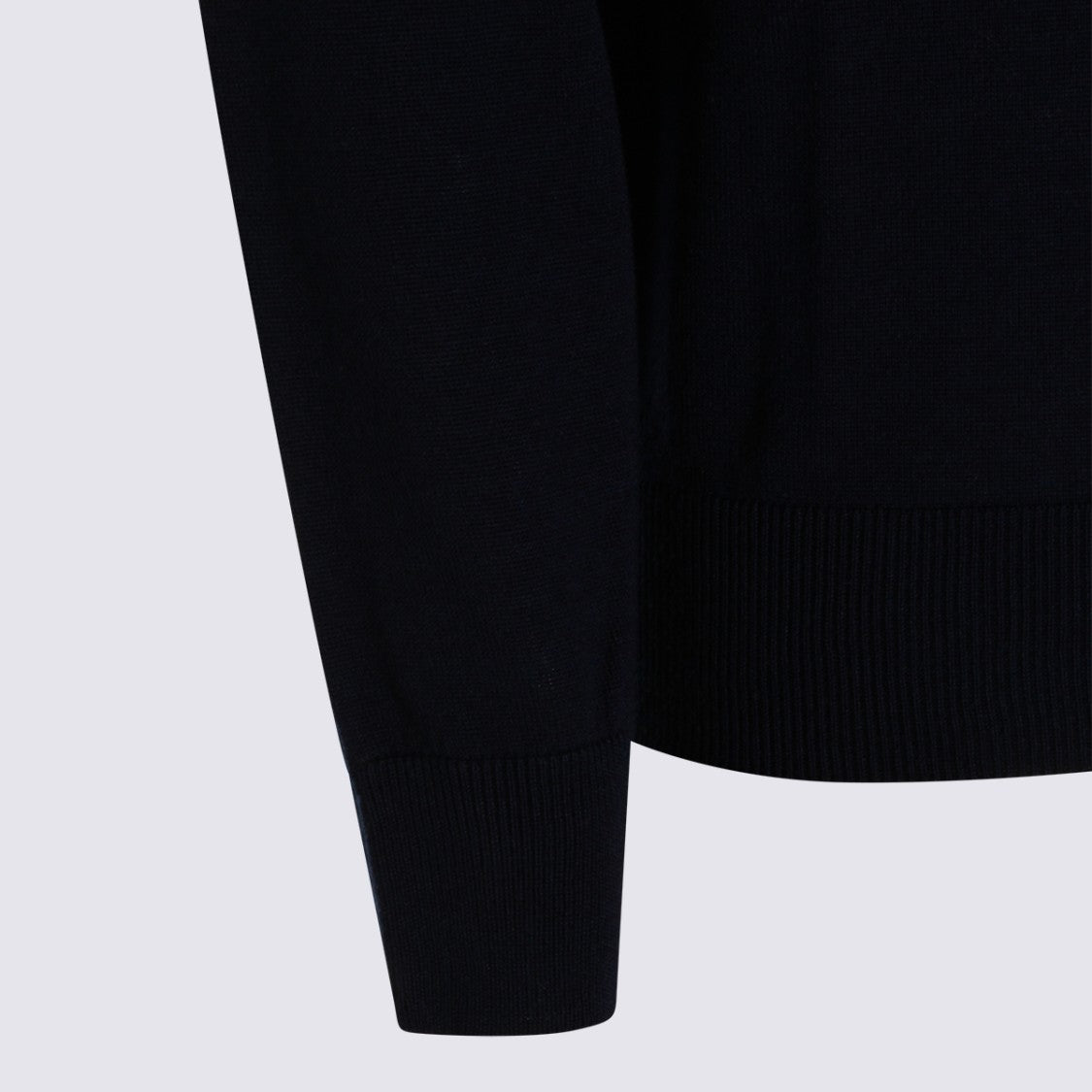 Canali Black Turtleneck Sweater With Snug Collar And Embossed Detail