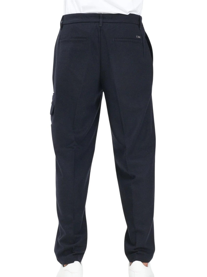 Armani Exchange Dark Blue Wool-Blend Cargo Pants