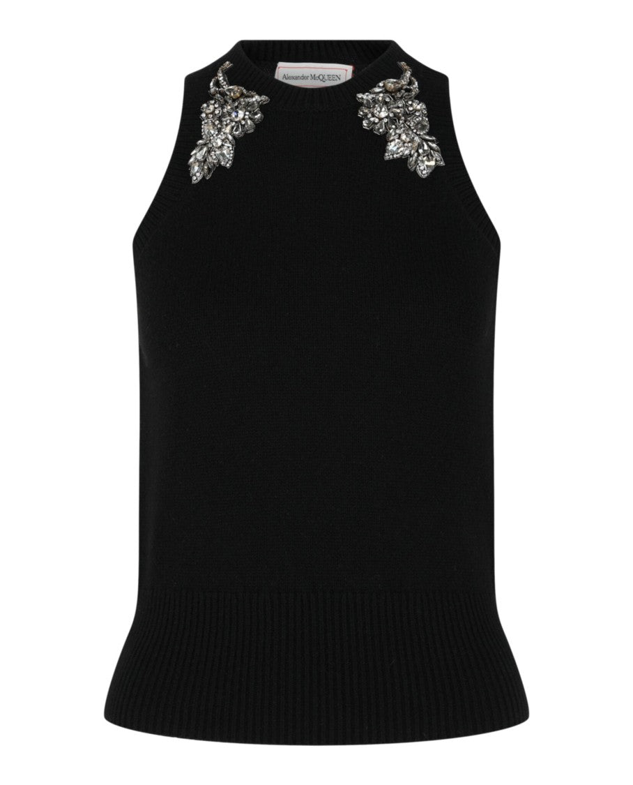 Alexander Mcqueen Crystal Embellished Racerback Tank Top