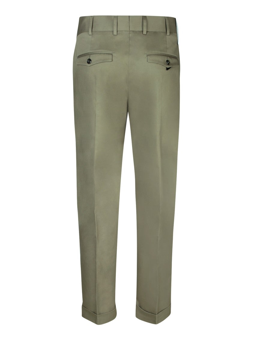 Pt Torino Green Cotton Trousers