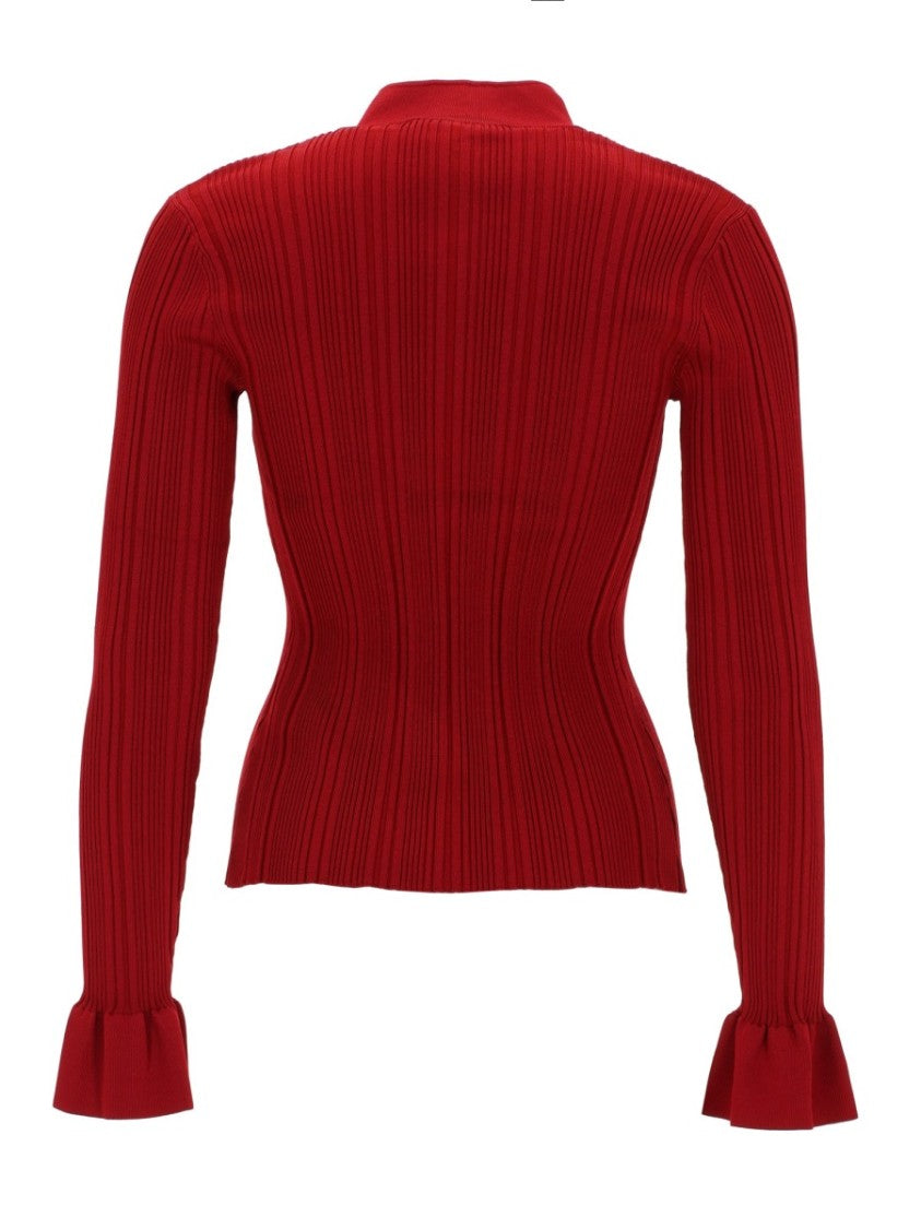 Self-Portrait Refined Ribbed Texture Flaired Cardigan