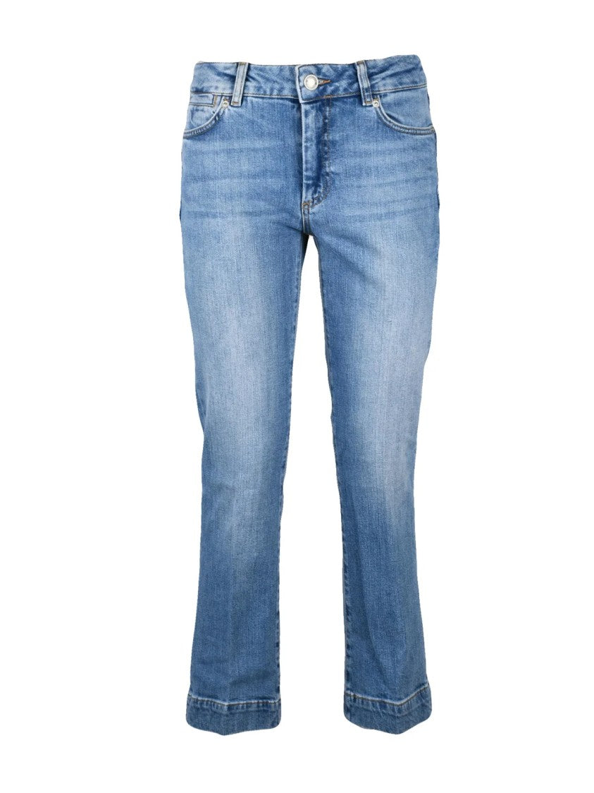 Sportmax Light Blue Stretch Cotton Straight-Leg Jeans