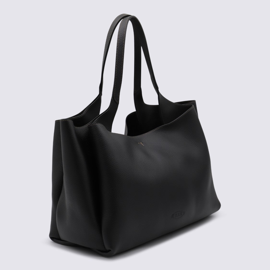 Tod's Textured Black Tote Bag With Sturdy Shoulder Straps