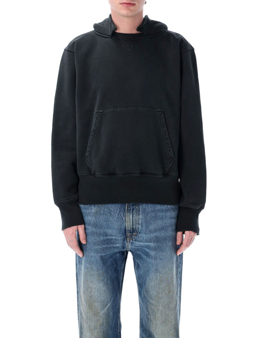 Our Legacy Vintage Appeal Black Relic Hoodie With Ribbed Details