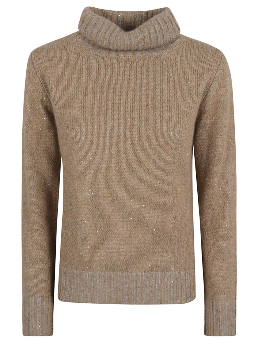 Fabiana Filippi Ribbed Turtleneck Sweater With Subtle Sparkle