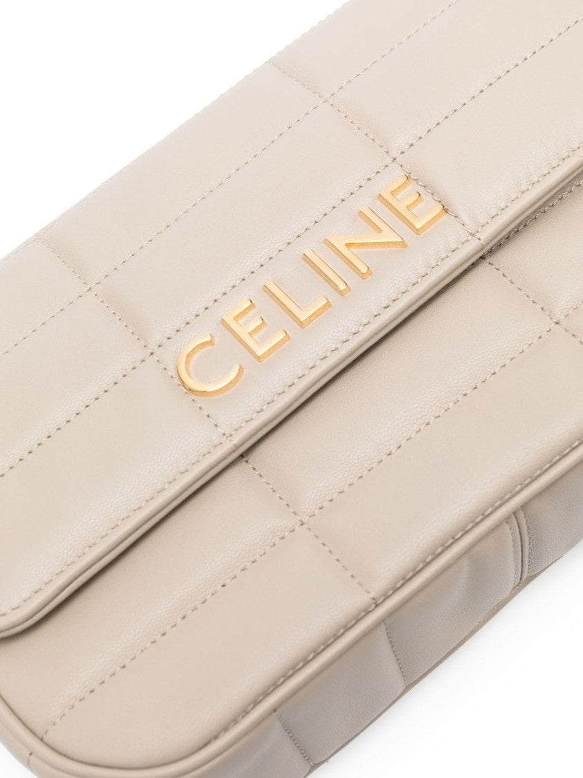 Céline Quilted Logo-Plaque Shoulder Bag