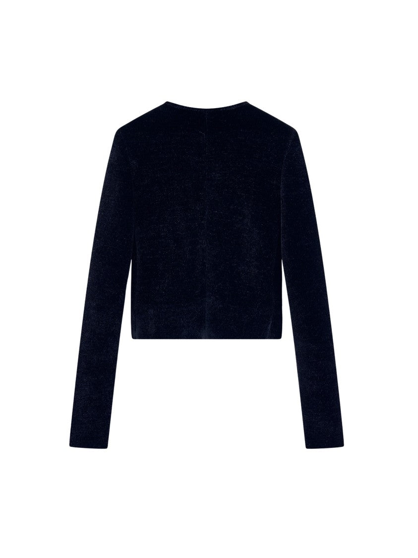 Giorgio Armani Blue Chenille Zip Blazer