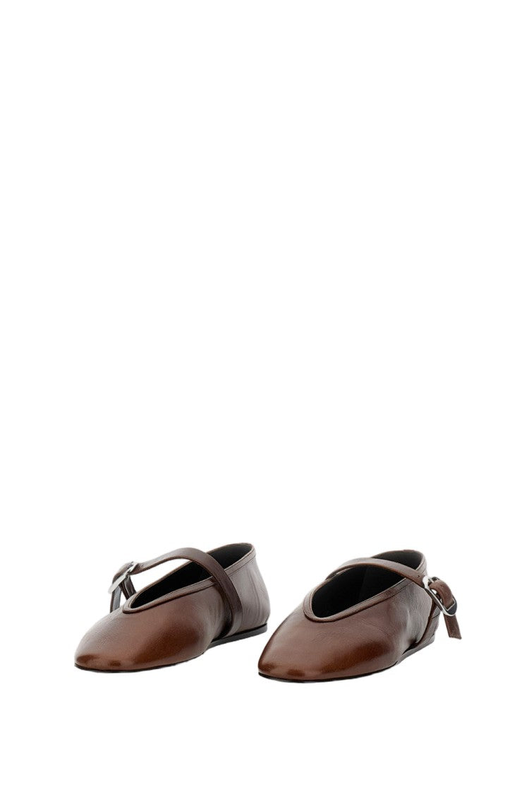 Le Monde Béryl Brown Calf Leather Stella Slipper Flats