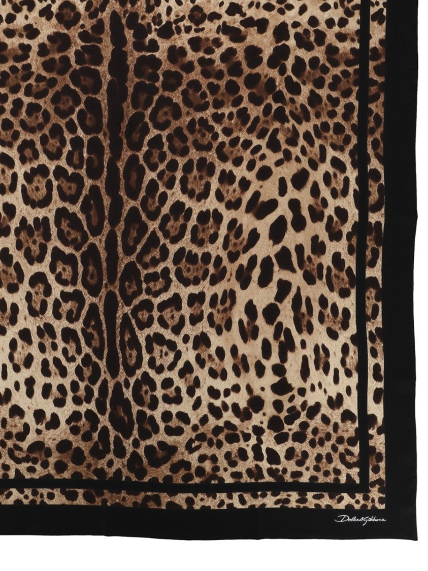 Dolce & Gabbana Square Leopard Print Silk Scarf