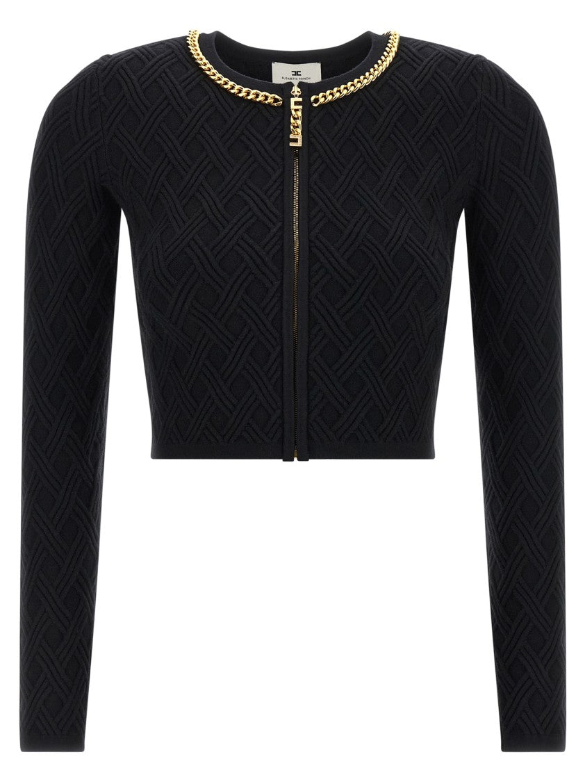 Elisabetta Franchi Jewel Zip Puller Cardigan