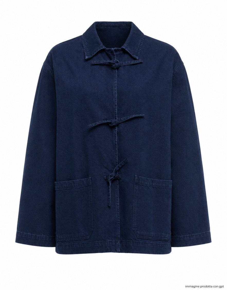 Eat Dust 673 Structured Denim Jacket With Classic French Collar