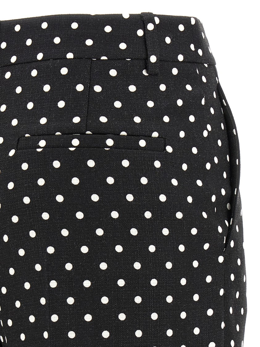 Valentino Garavani Wide-Leg Polka Dot Print Pants With Pleated Design