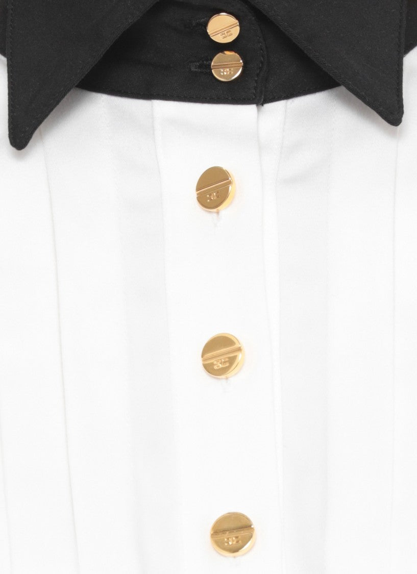 Elisabetta Franchi Cropped White Button-Up Shirt