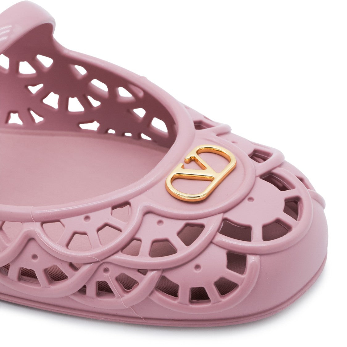 Valentino Garavani Delicate Scalloped Flat Shoes With Gold Accents