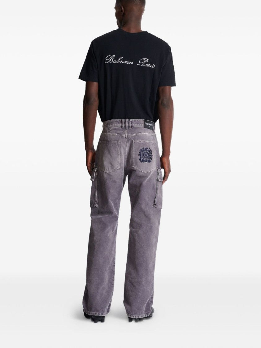 Balmain Grey Cargo Pocket Belt Loop Trousers