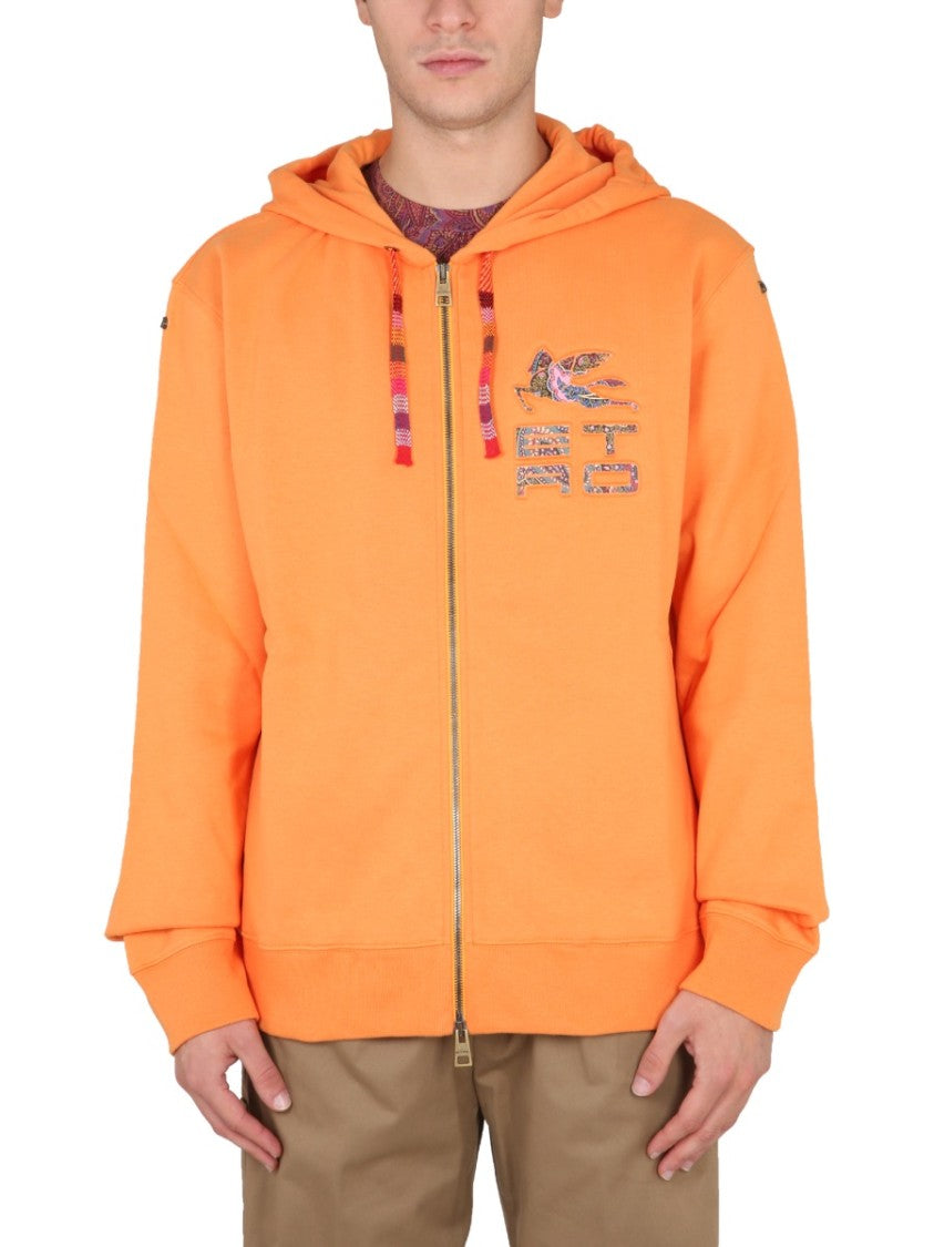 Etro Orange Zip Sweatshirt With Hood