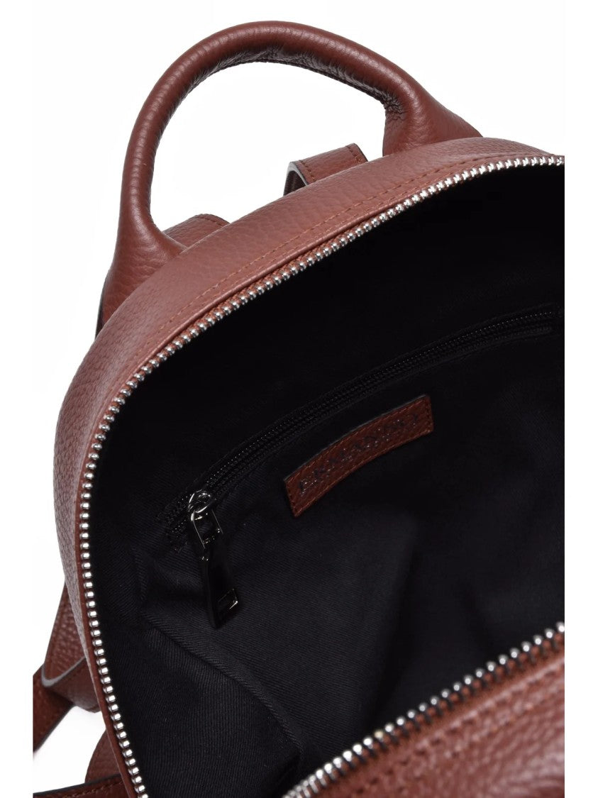 Ermanno Firenze Ermanno Firenze Leather Backpack With Rounded Silhouette And Zip Closure