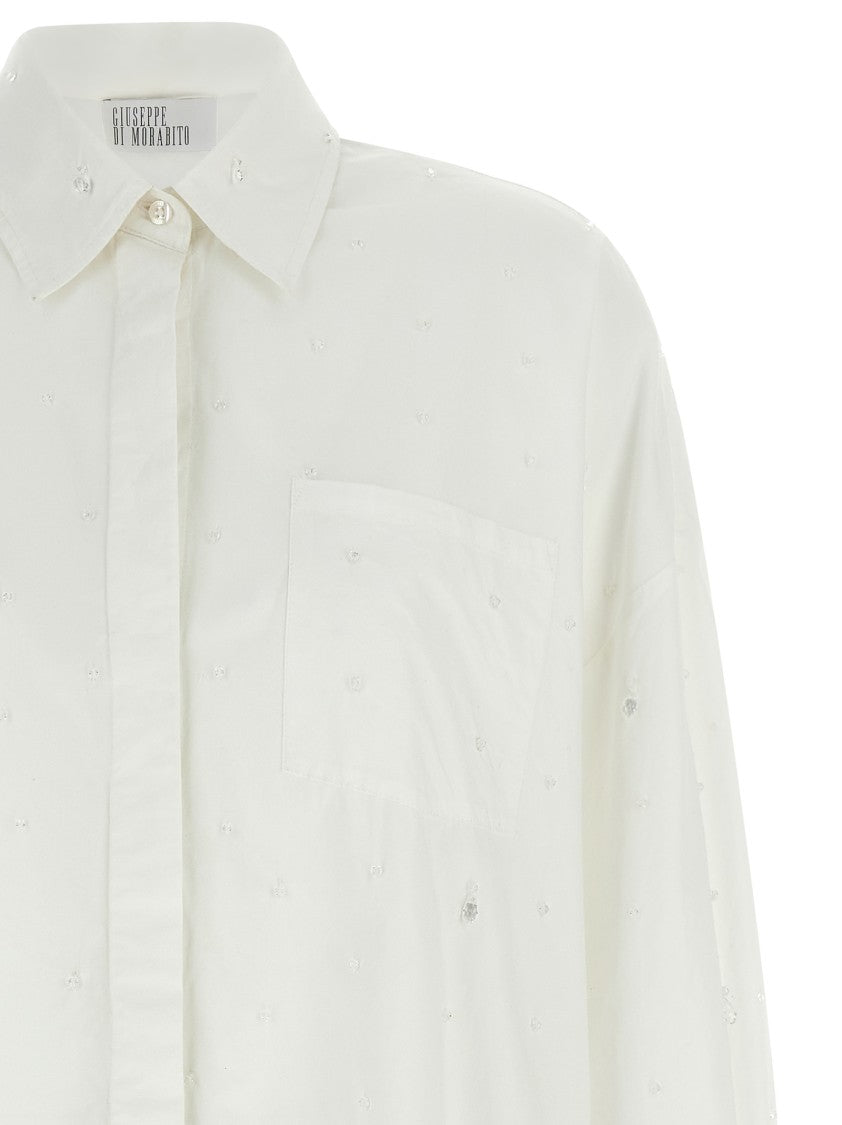 Giuseppe Di Morabito Crystal Appliqué Cotton Poplin Shirt