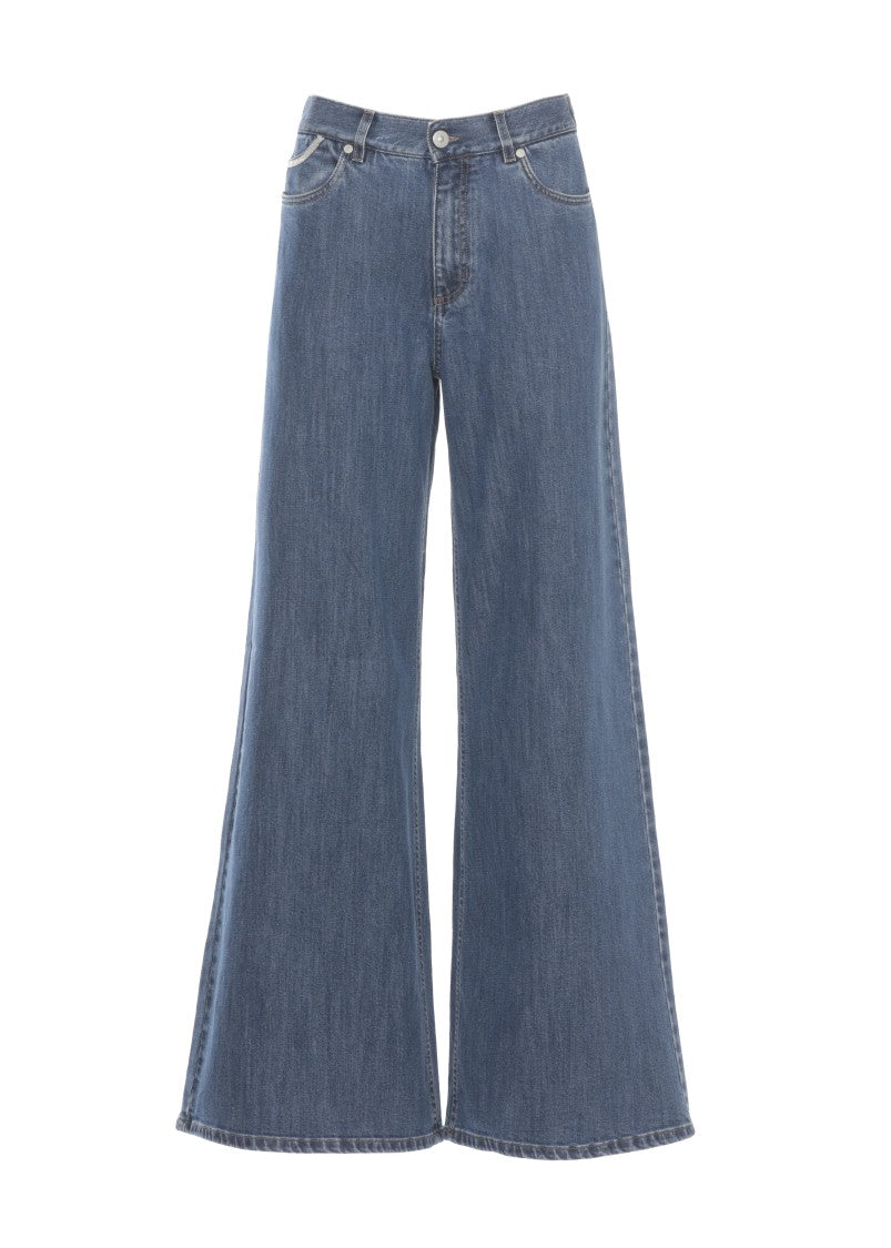 Panicale Blue Cotton Embellished Jeans