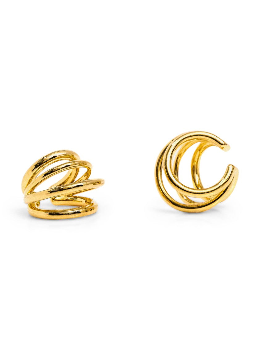 Panconesi Spiral Helix Ear Cuff Set In Gleaming Gold Finish
