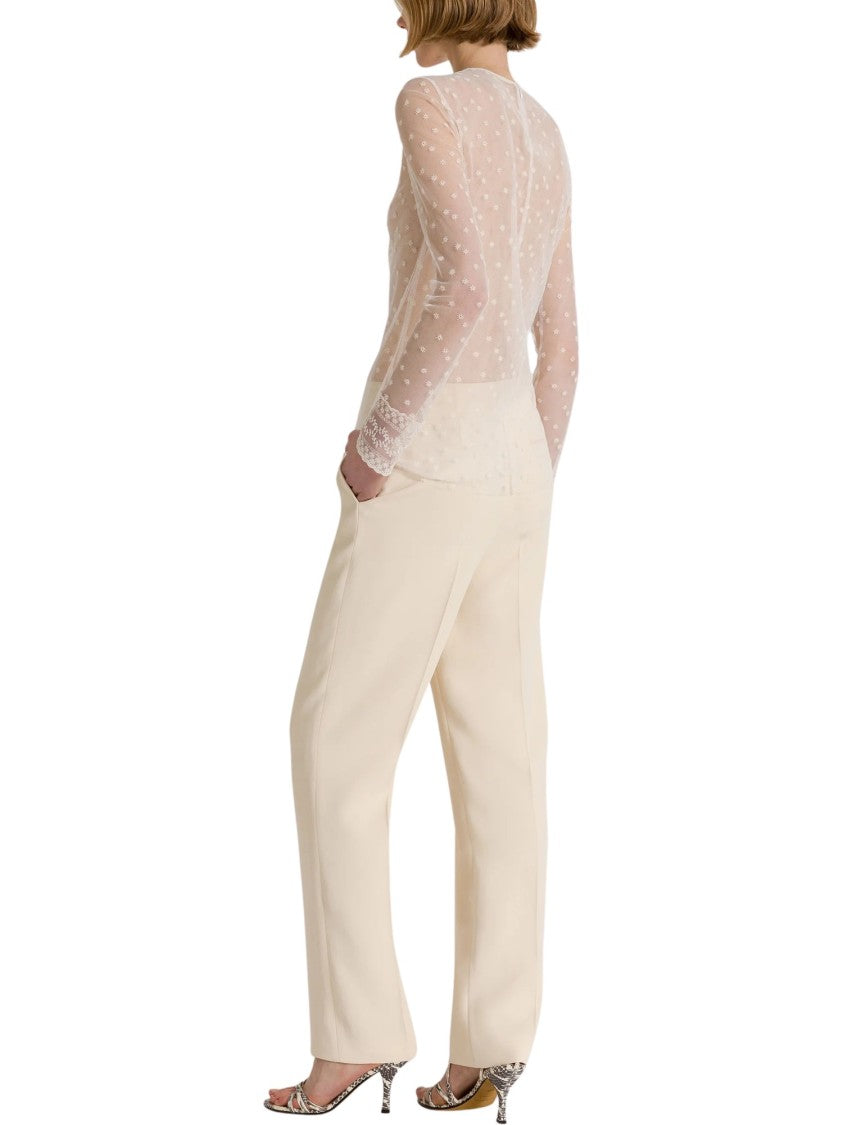 Alberta Ferretti Sheer Long-Sleeve Shirt With Polka Dot Pattern And Lace Accents