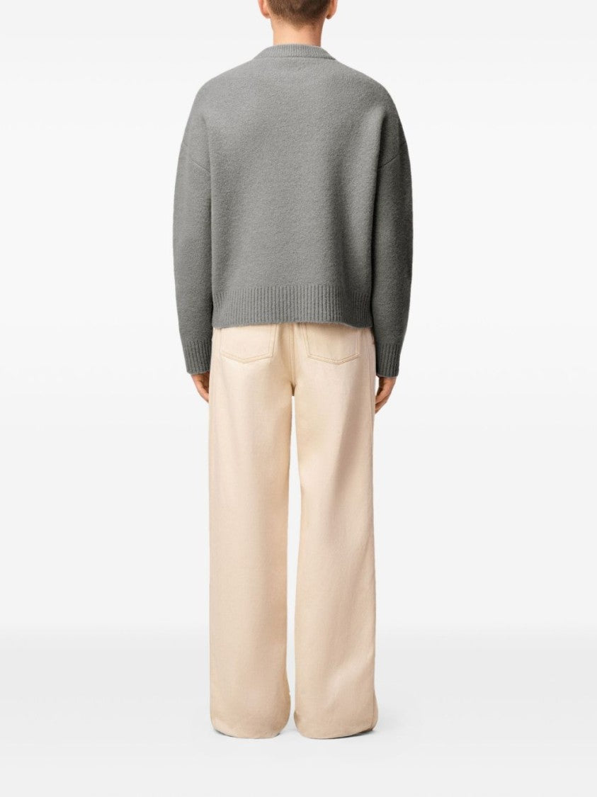 Ami Relaxed Fit Knit Sweater With Heart Logo Detail