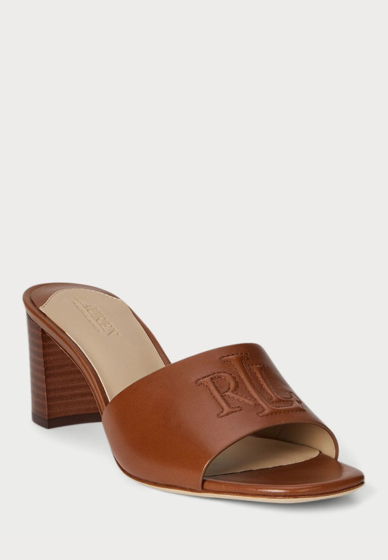 Lauren Ralph Lauren Brown Everley Heel Leather Sandals
