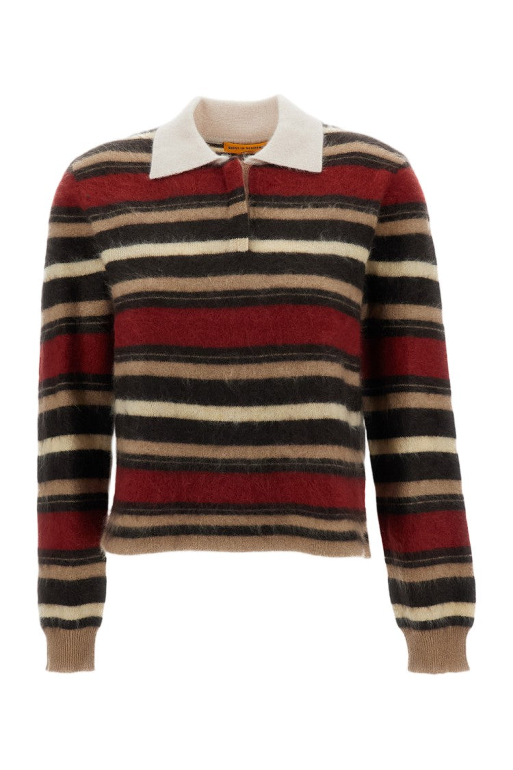 Guest In Residence Multicolor Grizzly Cropped Bouclé Cashmere Rugby Polo Shirt