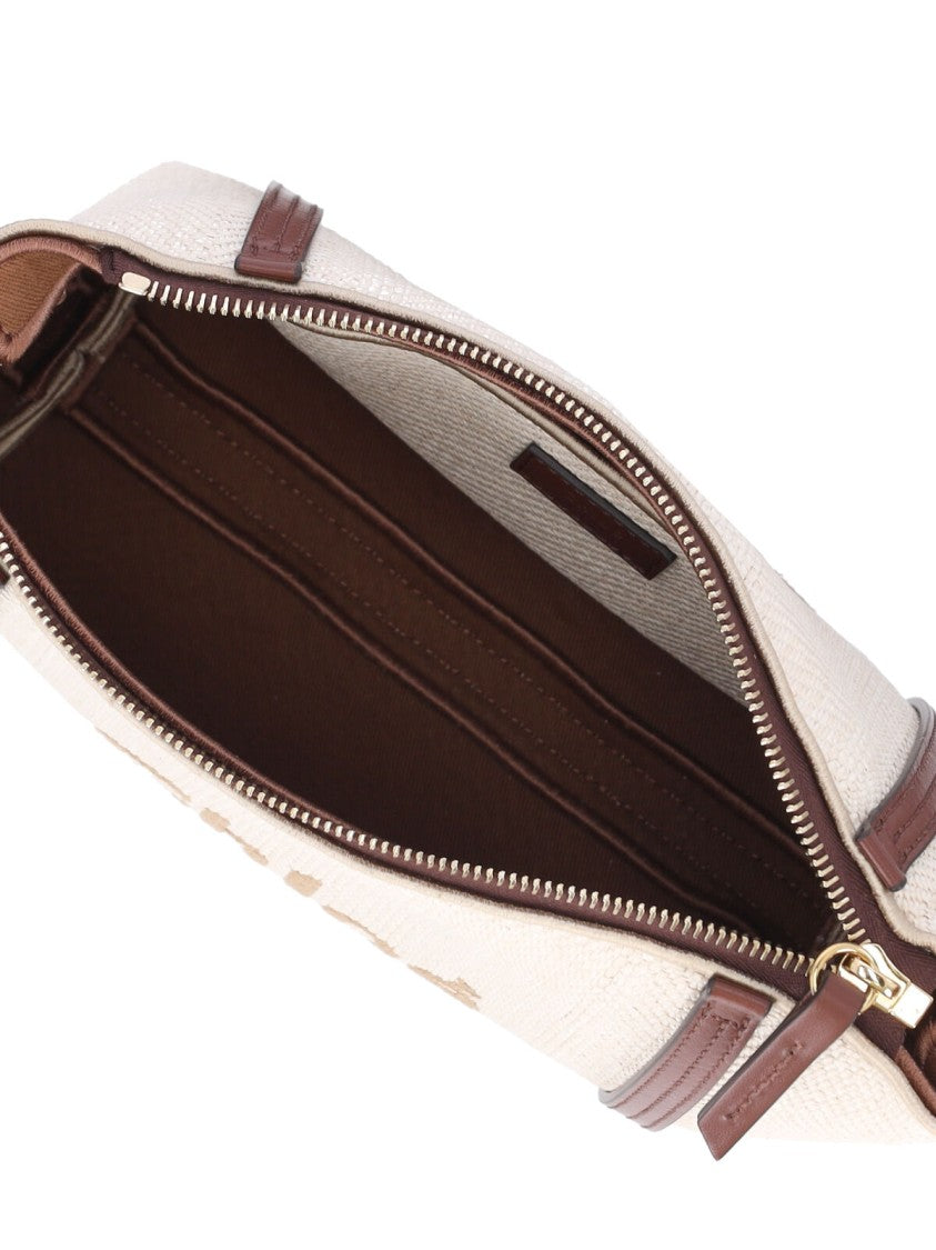 Chloé Structured Canvas Shoulder Bag With Leather Accents