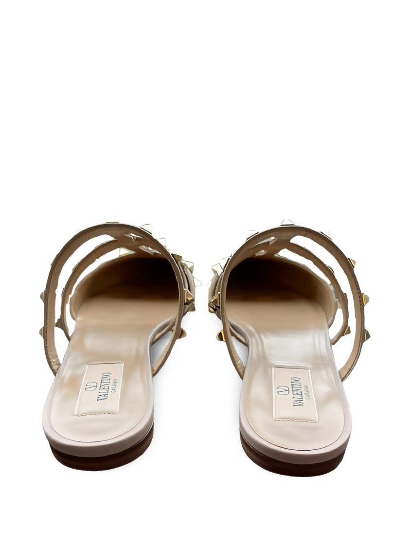 Valentino Blue Pointed-Toe Pyramid Stud Patent Mules