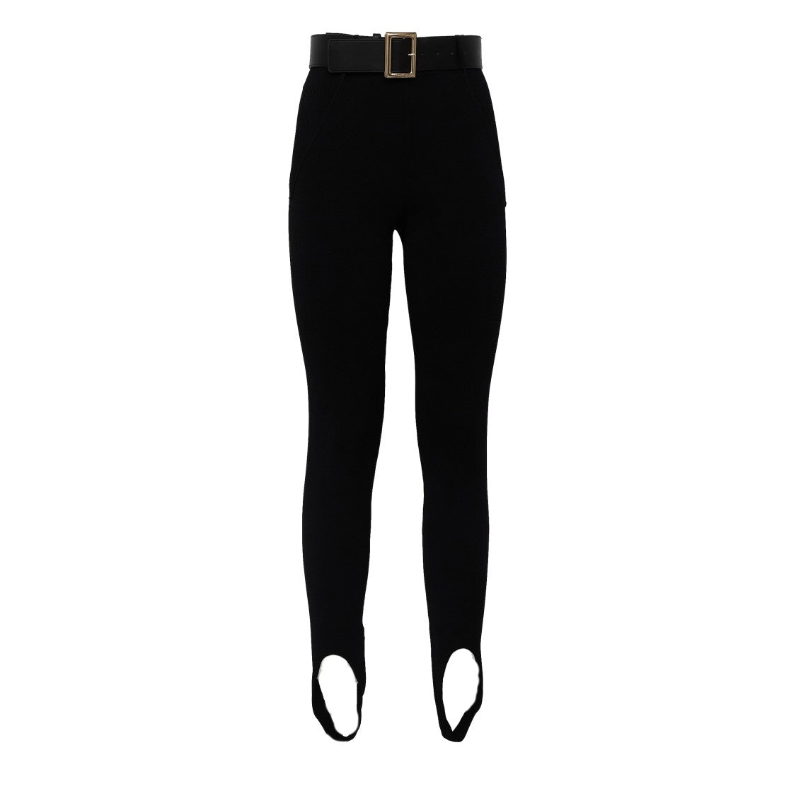 Self-Portrait Black Belted High Waistband Knit Leggings