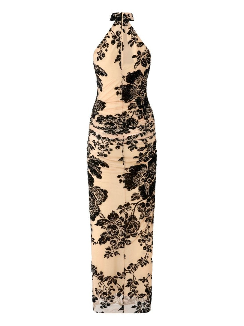 Pinko Maxi Tulle Dress With Floral Tapestry Print