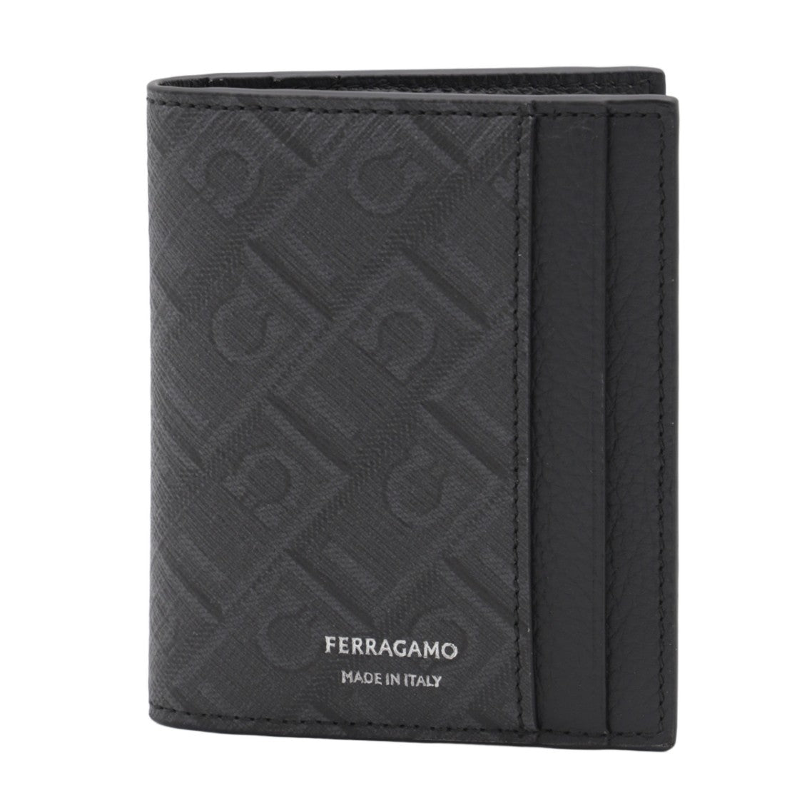 Ferragamo Tri-Fold Wallet With Textured Geometric Pattern