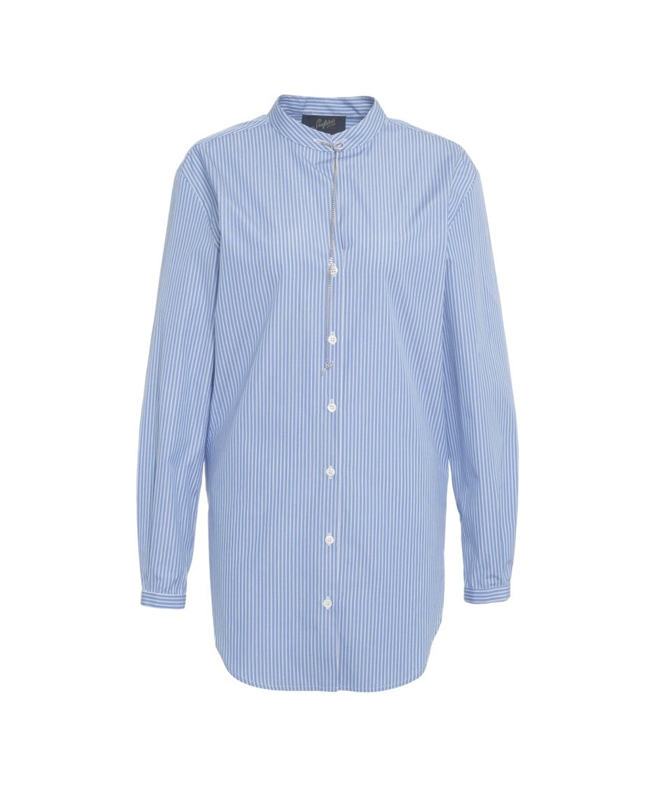 Seafarer Striped Shirt With Mandarin Collar