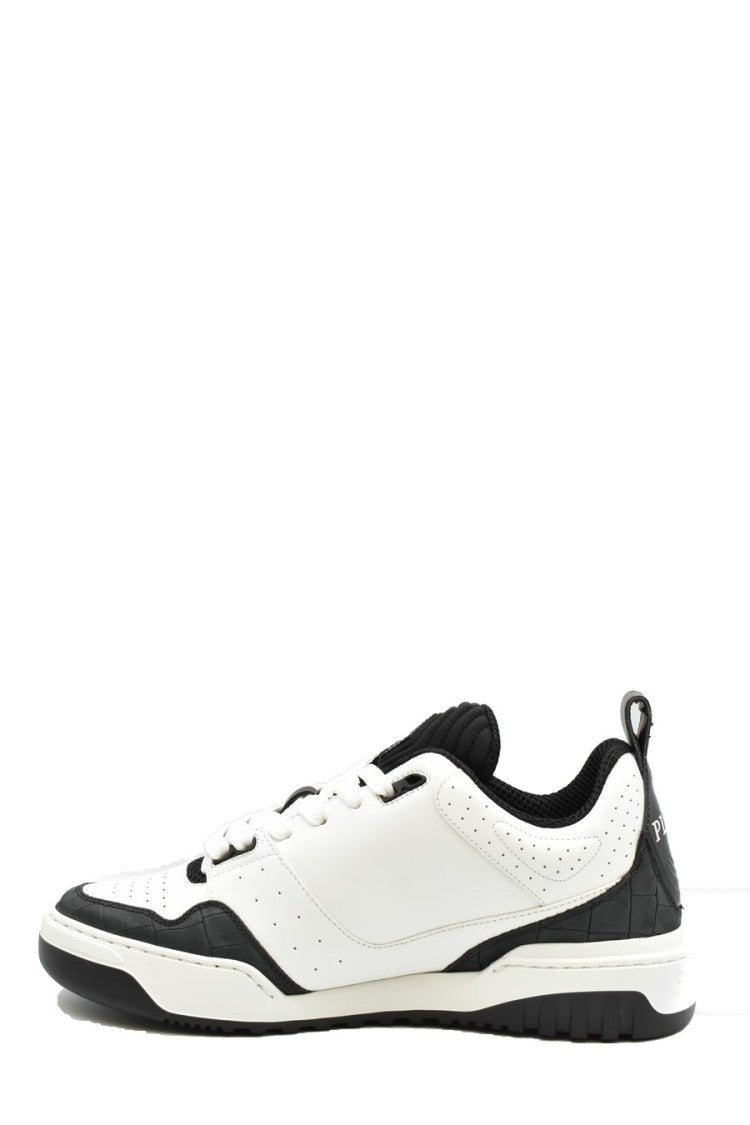 Philipp Plein White Croco-Print Leather-Blend Sneakers